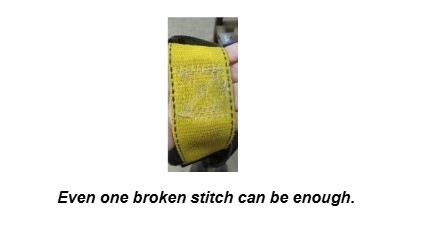 Workplace safety diagram explaining the risks of using damaged PPE equipment