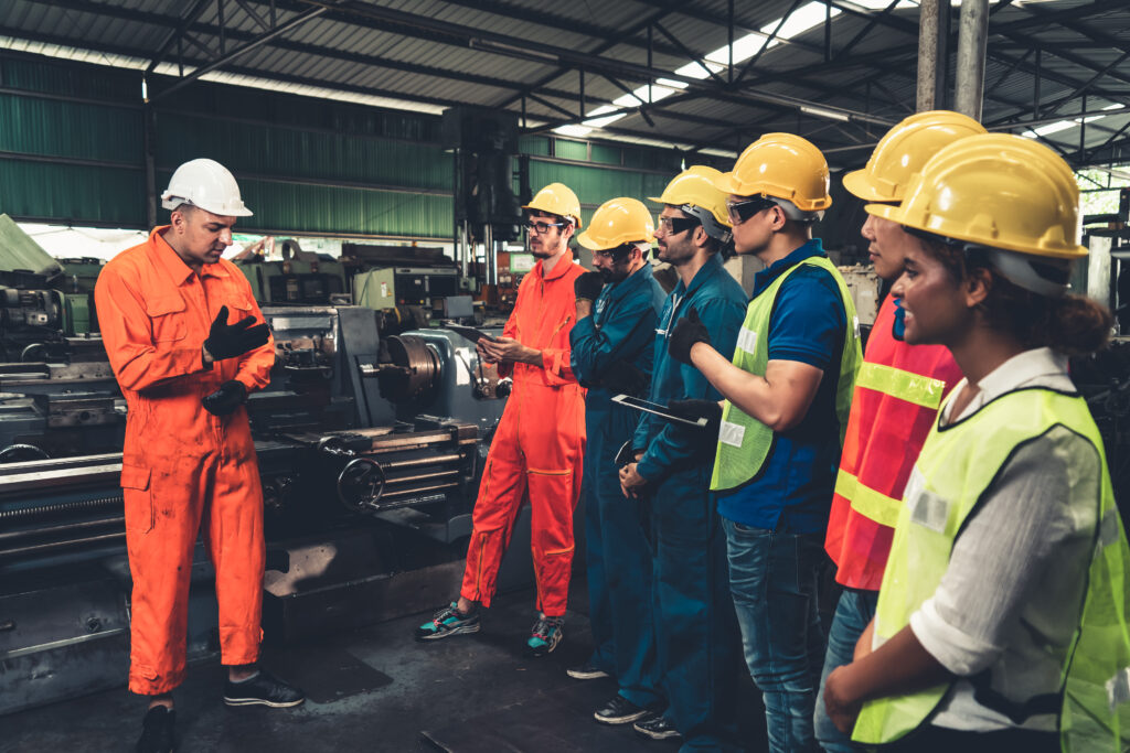 Image of safety talks for construction workers at their workplace