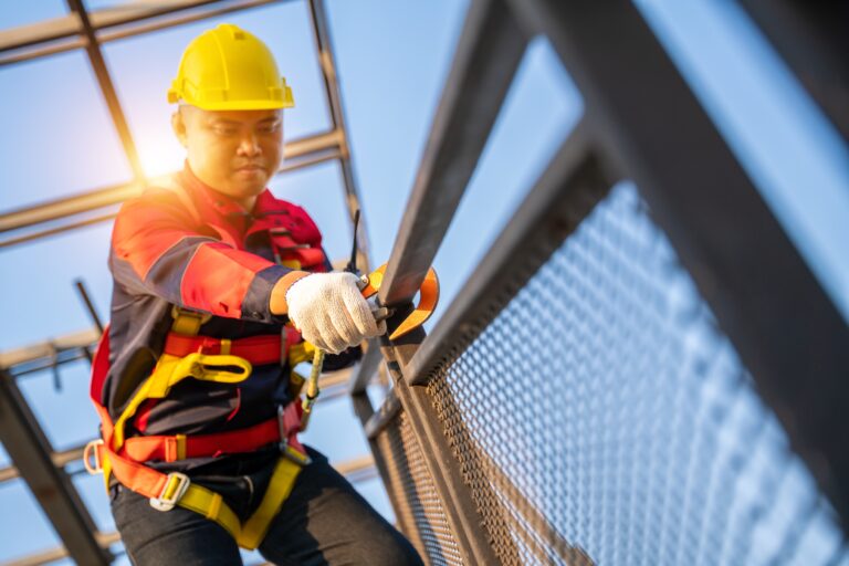 Image of a man in fall protection